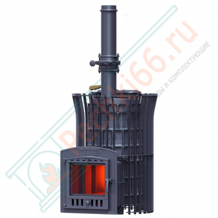 Чугунная печь для бани AVANGARD ЗК 40 (П2) Ураган в сетке Тюльпан (ТехноЛит)