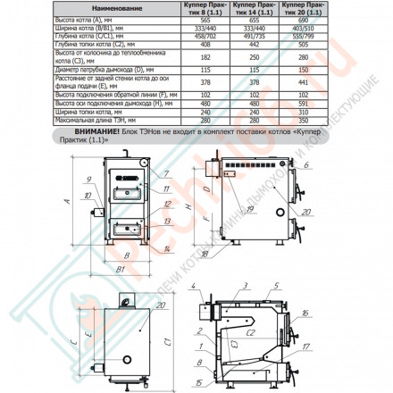 Отопительный котел Куппер ПРАКТИК-8 1.1 (Теплодар) 8 кВт