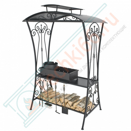 Мангал Люкс 1 с печкой под казан и крышей (Везувий)