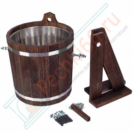 Обливное устройство 16л. с нержавеющей вставкой, дуб в темном (Woodson)