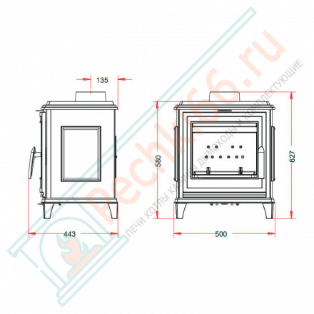 Печь-камин SEDAN S эмаль слоновая кость (INVICTA)