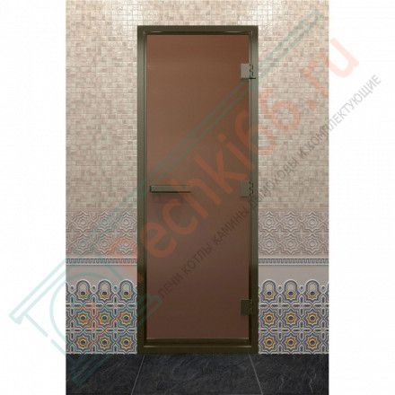 Дверь для хамама в бронзовом профиле, бронза матовая 200x80 (DoorWood)