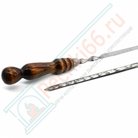 Шампур с деревянной ручкой, нерж. сталь (400х12х3 мм)