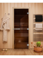 Дверь для бани и сауны Эталон Лайт, бронза, 200х80 см, стекло 8мм (DoorWood)