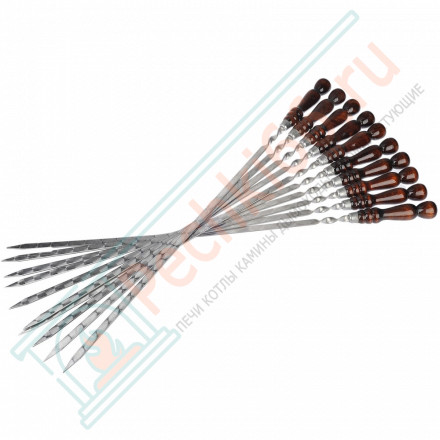 Набор шампуров L=40 см, с деревянной ручкой, 10 шт