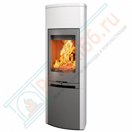 Печь-камин 790K Style, цвет белый с серой топкой и металлической дверцей (Contura)