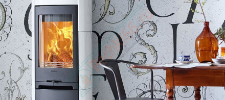 Печь-камин 790K Style, цвет белый с серой топкой и металлической дверцей (Contura)