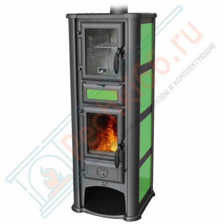 Печь-камин Lederata Plus зеленая (Tim Sistem) до 180 м3