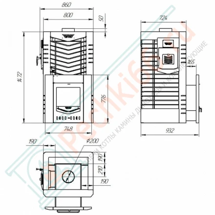 Печь для Русской бани № 06МСП 02 сетка, с парогенератором (Тройка) до 24 м3