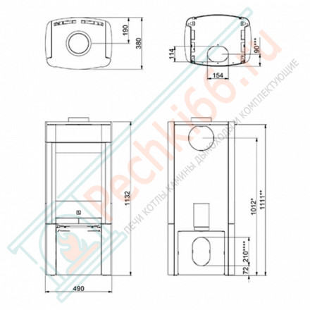 Печь-камин Scan 65-3, стеатит, с верхним выходом (Scan)