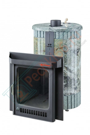 Дровяная банная печь Ферингер Малютка ПФ "Жадеит перенесённый рисунок + жадеит бучардированный" до 18 м³