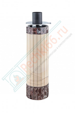 Дымоход - конвектор Окаменевшее дерево перенесённый рисунок + Россо Леванте, d-115, L=1000 мм (Feringer)