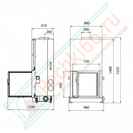 Каминная топка F 750B, черный шамот (Stav)
