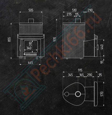 Дровяная банная печь Макси ПФ "Жадеит перенесённый рисунок + Окаменевшее дерево" (Ферингер)
