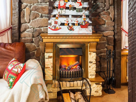 Каминокомплект электрический Pierre Luxe угловой - Темный дуб / Белый (Высота 1050мм) с очагом Atherton (Dimplex