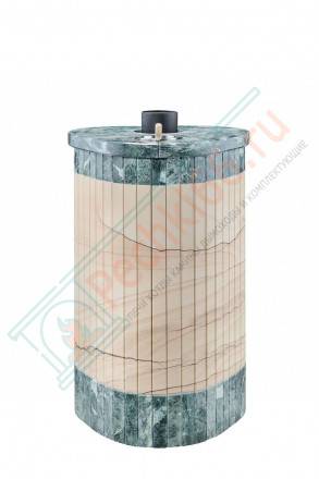 Дровяная банная печь Макси ПФ "Окаменевшее дерево перенесённый рисунок + змеевик" (Ферингер)