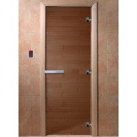 Дверь стеклянная для бани, бронза прозрачная, 1900х700 (DoorWood)