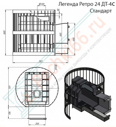 Чугунная печь для бани Легенда Ретро 24 Стандарт ДТ-4 (Везувий)