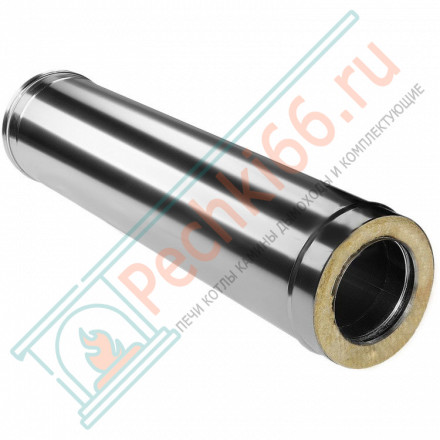 Сэндвич труба для дымохода L=1000 (НЕРЖ-321/0,5-НЕРЖ-439/0,5) d-150/230 (Дымок-Lux)