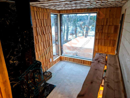 Дровяная банная печь Grill'D Violet Long Window Max (Камень колотый 100 кг)