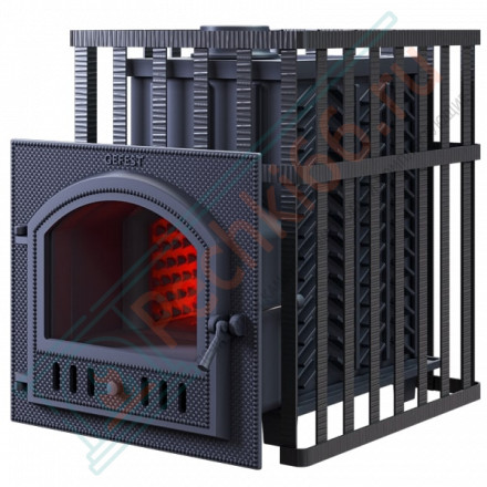 Чугунная печь для бани Гефест GFS-ЗК 25 (П) в сетке (ТехноЛит)