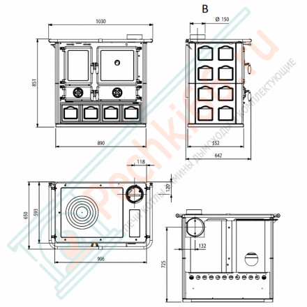 Печь с варочной поверхностью Rosa Maiolica, цвет белый (La Nordica)