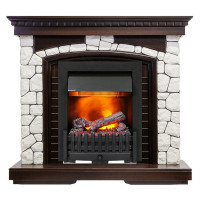 Электрический Каминокомплект Glasgow - Темный дуб / Белый с очагом Danville Black FB2