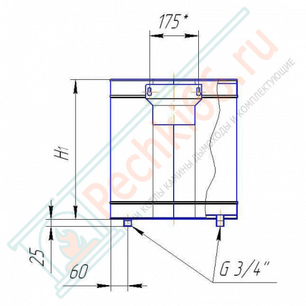 Бак для воды настенный, вертикальный (НЕРЖ-304/0,8мм) 76 л (Вулкан)