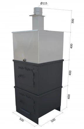 Печь для бани вертикальная мини, бак 100 л, до 18 м3
