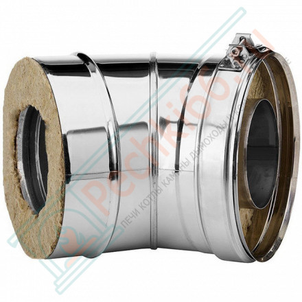 Отвод 45° V50R с изол (AISI-321/0,8-AISI-304/0,5) d-250/350 (Вулкан-Cerablanket)