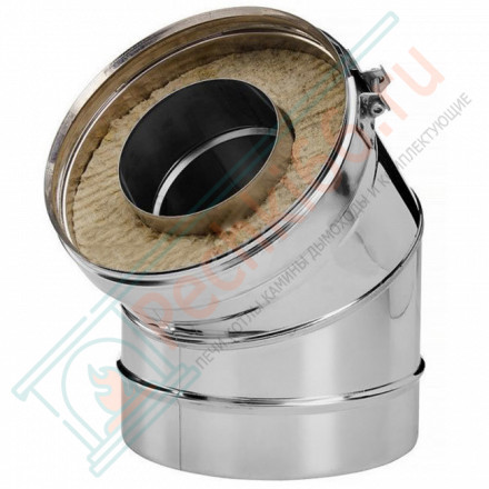 Отвод 45° V50R с изол (AISI-321/0,8-AISI-304/0,5) d-250/350 (Вулкан-Cerablanket)
